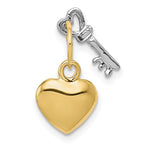 FJC Finejewelers 14 kt Two Tone Gold Two-tone Polished Moveable Key and Heart Lock Charm 15 x 9 mm
