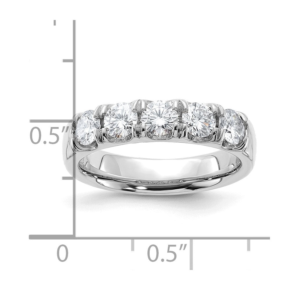 FJC Finejewelers 14 kt White Gold 1ct. 5 Stone G H I True Light Moissanite Band 4 mm