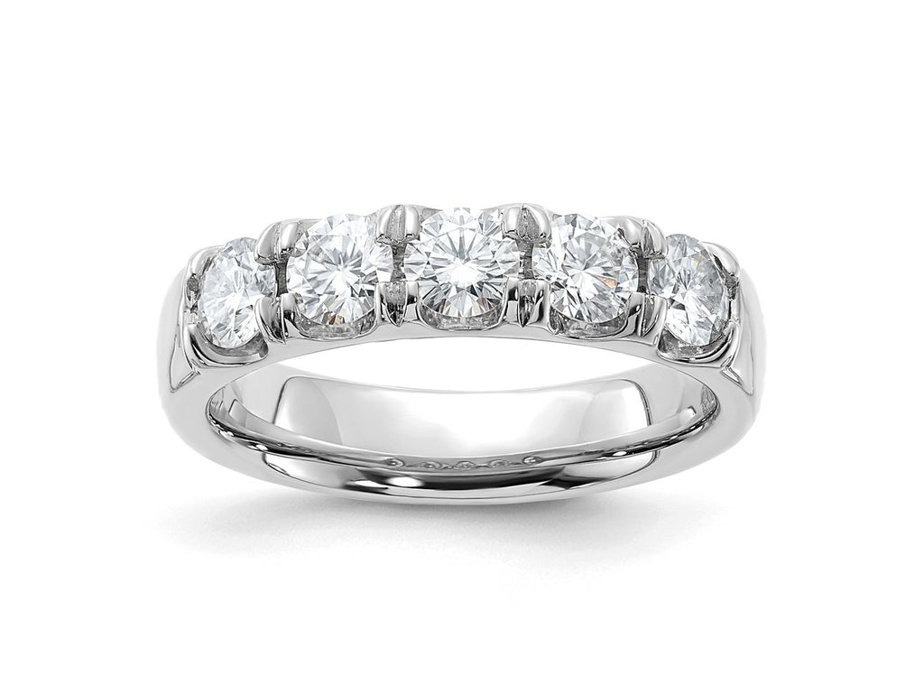 FJC Finejewelers 14 kt White Gold 1ct. 5 Stone G H I True Light Moissanite Band 4 mm
