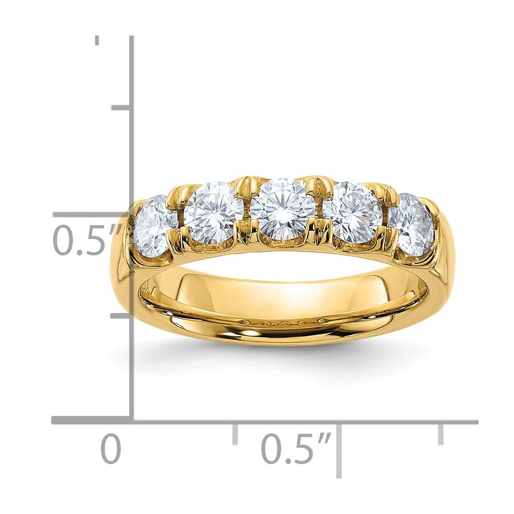 FJC Finejewelers 14 kt Yellow Gold 1ct. 5 Stone D E F Pure Light Moissanite Band 4 mm