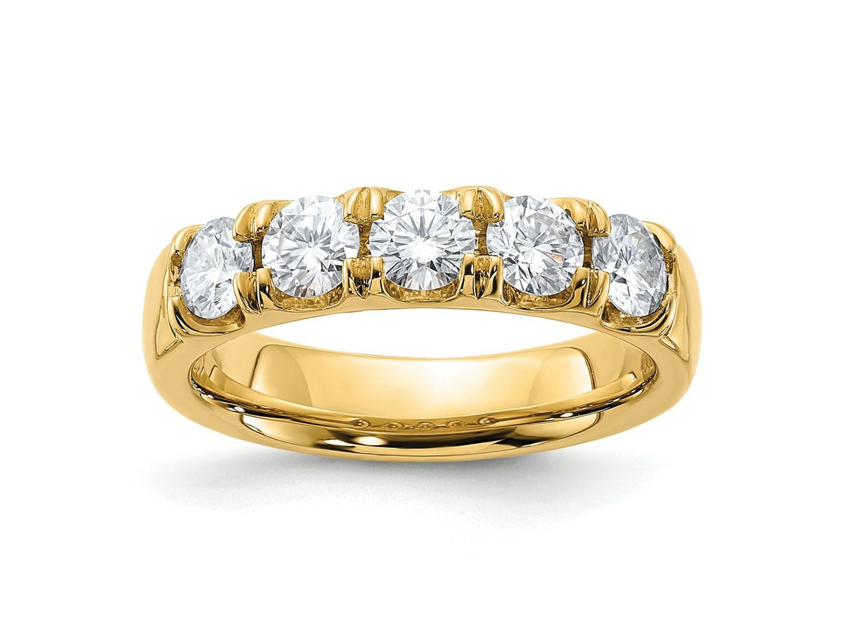 FJC Finejewelers 14 kt Yellow Gold 1ct. 5 Stone G H I True Light Moissanite Band 4 mm