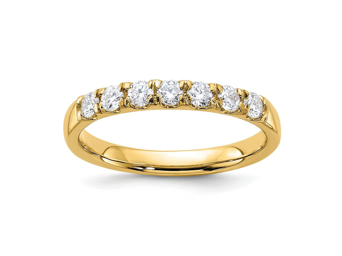 FJC Finejewelers 14 kt Yellow Gold 7 Stone G H I True Light Moissanite Band 2 mm