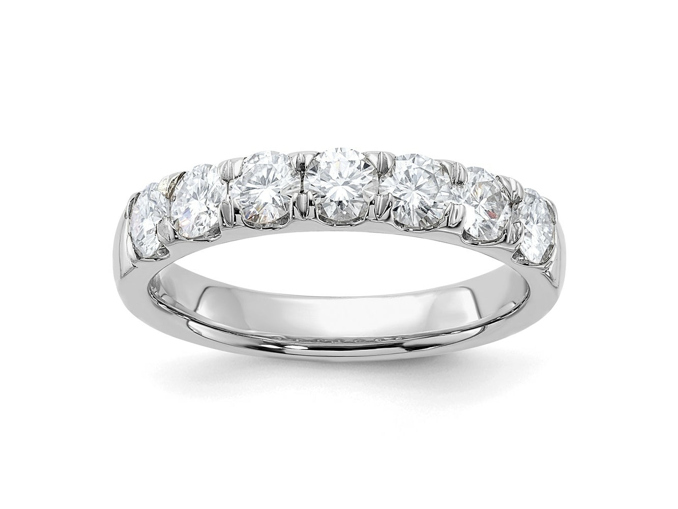 FJC Finejewelers 14 kt White Gold 1 ct 7 Stone G H I True Light Moissanite Band 3 mm