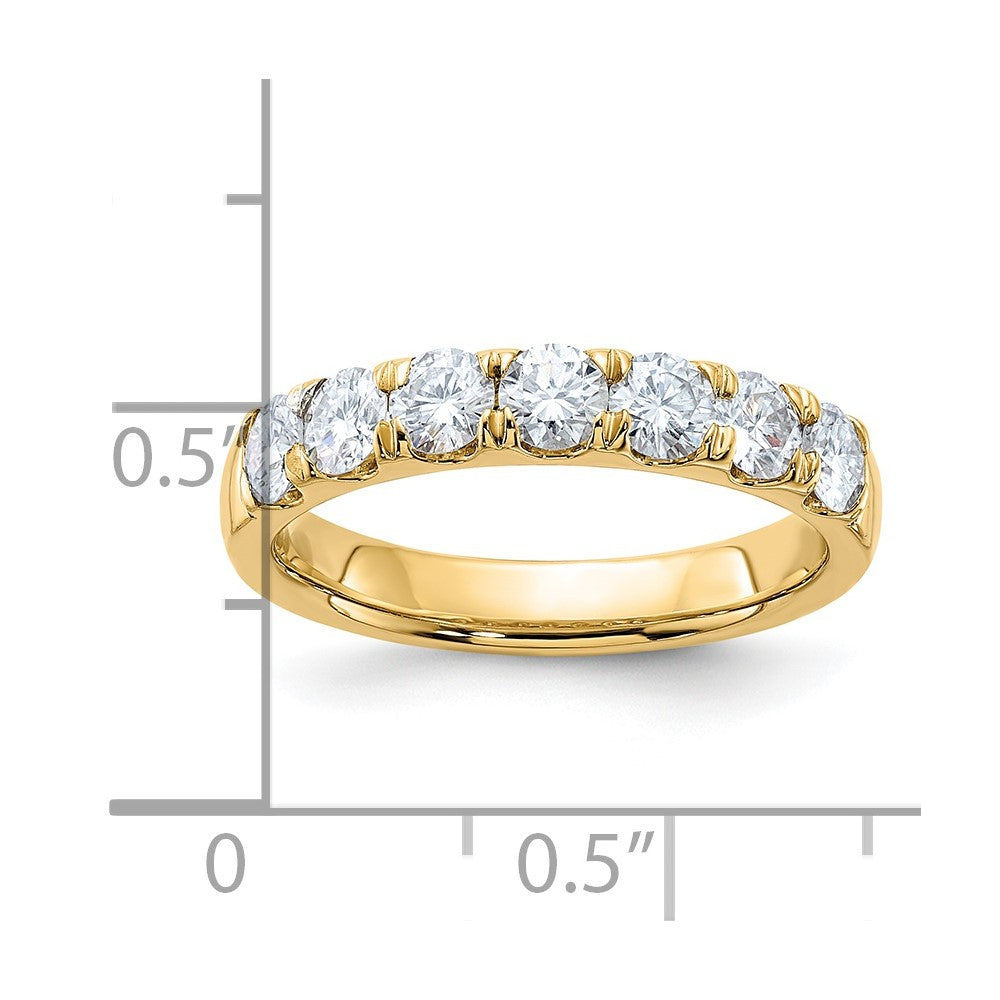 FJC Finejewelers 14 kt Yellow Gold 1 ct 7 Stone D E F Pure Light Moissanite Band 3 mm