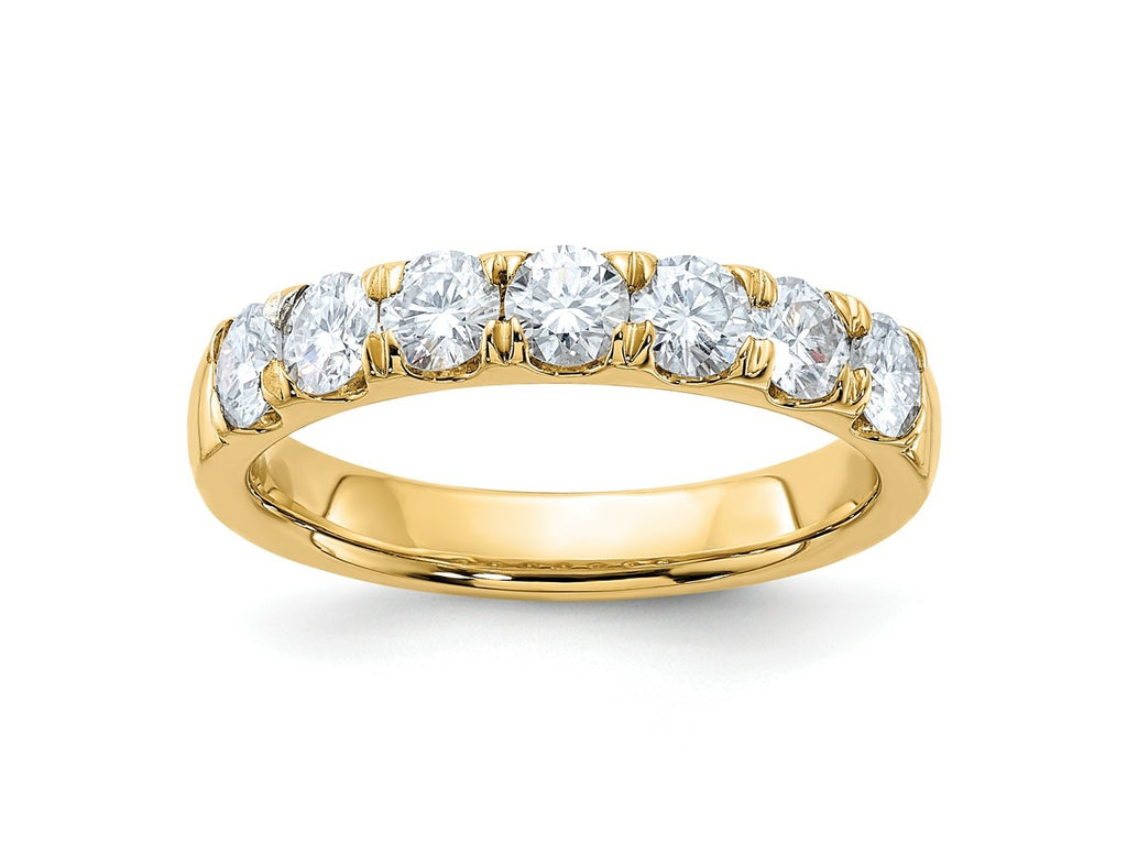 FJC Finejewelers 14 kt Yellow Gold 1 ct 7 Stone D E F Pure Light Moissanite Band 3 mm
