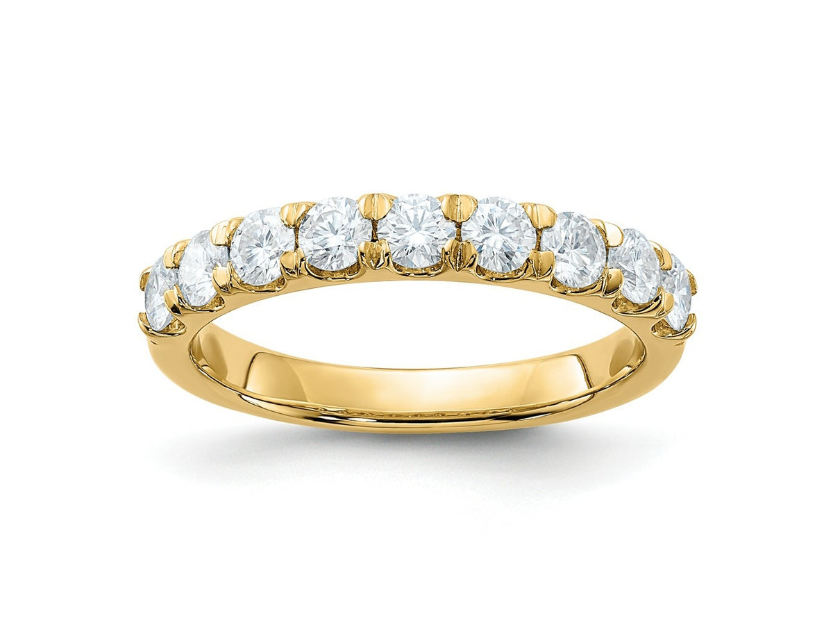 FJC Finejewelers 14 kt Yellow Gold 9 Stone D E F Pure Light Moissanite Band 3 mm