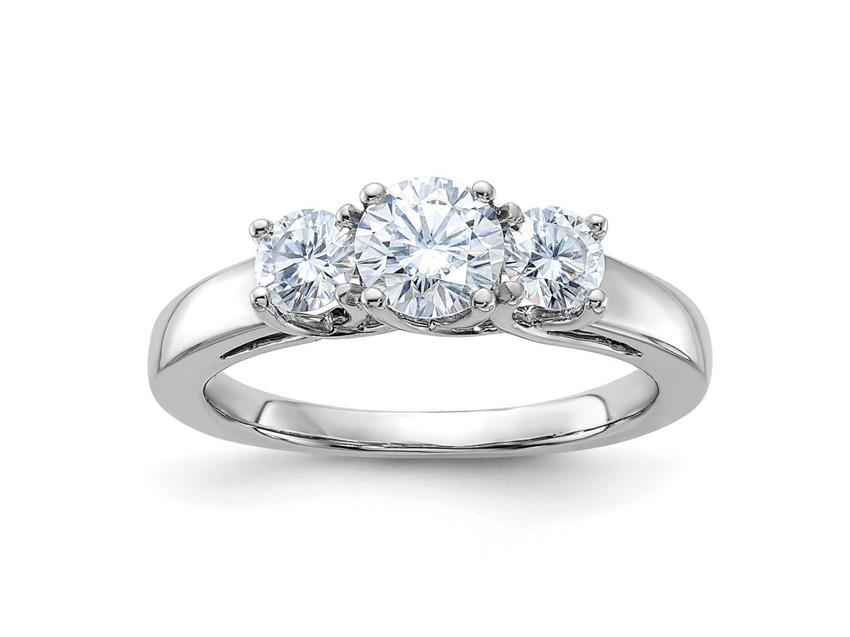 FJC Finejewelers 14 kt White Gold 1ct. 3 Stone D E F Pure Light Moissanite Engagement Ring