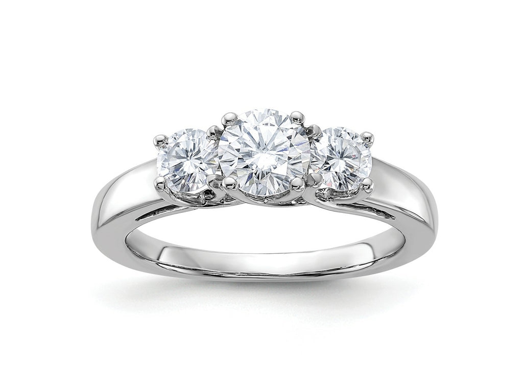 FJC Finejewelers 14 kt White Gold 1ct. 3 Stone G H I True Light Moissanite Engagement Ring 3 mm