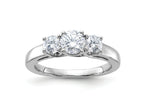 FJC Finejewelers 14 kt White Gold 1ct. 3 Stone G H I True Light Moissanite Engagement Ring 3 mm