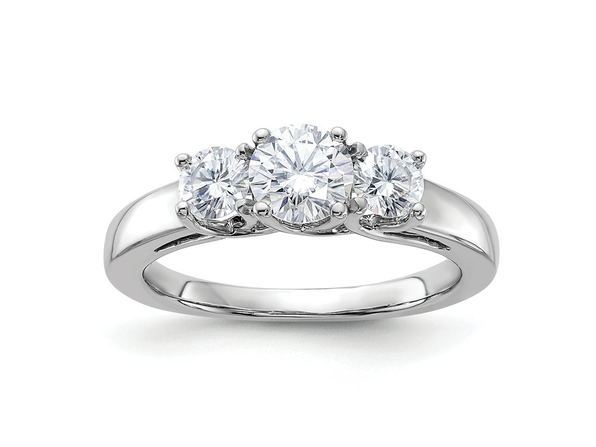 FJC Finejewelers 14 kt White Gold 1ct. 3 Stone G H I True Light Moissanite Engagement Ring 3 mm