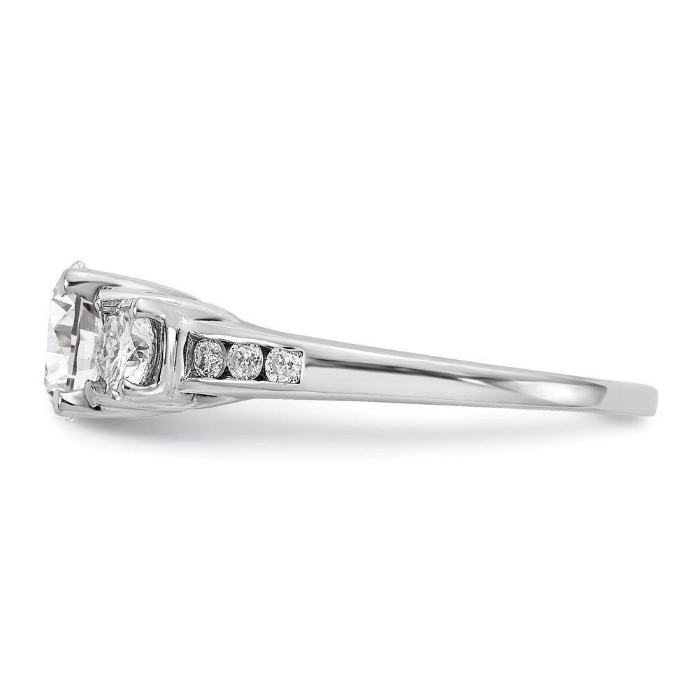 FJC Finejewelers 14 kt White Gold 1.50 ct. Three Stone with Sides D E F Pure Light Moissanite Engagement Ring