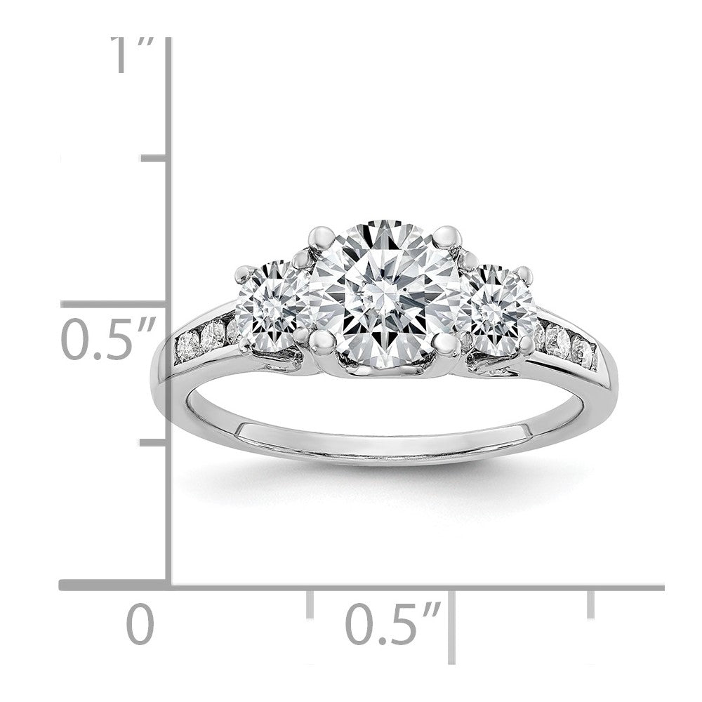 FJC Finejewelers 14 kt White Gold 1.50ct. Three Stone with Side G H I True Light Moissanite Engagement Ring