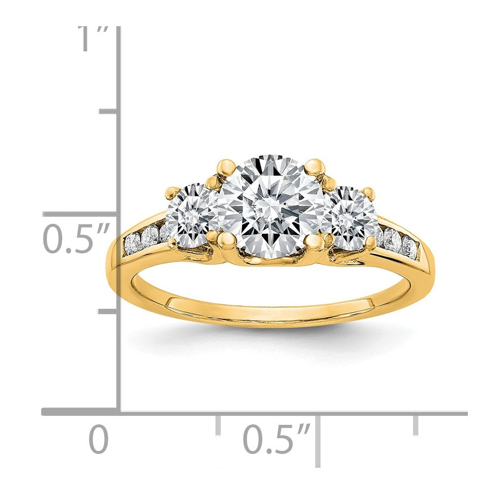 FJC Finejewelers 14 kt Yellow Gold 1.50 ct. Three Stone with Sides G H I True Light Moissanite Engagement Ring
