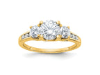 FJC Finejewelers 14 kt Yellow Gold 1.50 ct. Three Stone with Sides G H I True Light Moissanite Engagement Ring