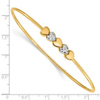 FJC Finejewelers 14 kt Yellow Gold and White Rhodium Bright Cut Hearts Slip On Bangle 7.5 Inches x 5.7 mm
