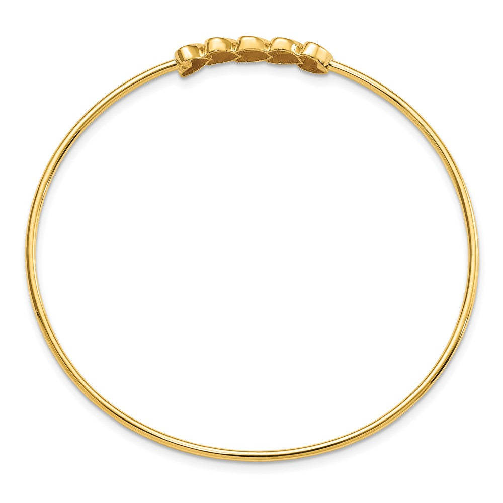 FJC Finejewelers 14 kt Yellow Gold and White Rhodium Bright Cut Hearts Slip On Bangle 7.5 Inches x 5.7 mm