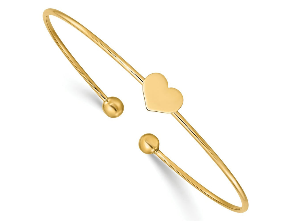 FJC Finejewelers 14 kt Yellow Gold Polished Heart Flexible Bangle 7 Inches x 8.05 mm