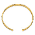 FJC Finejewelers 14 kt Yellow Gold Polished and Textured Cuff Bangle 7.25 Inches x 6.8 mm
