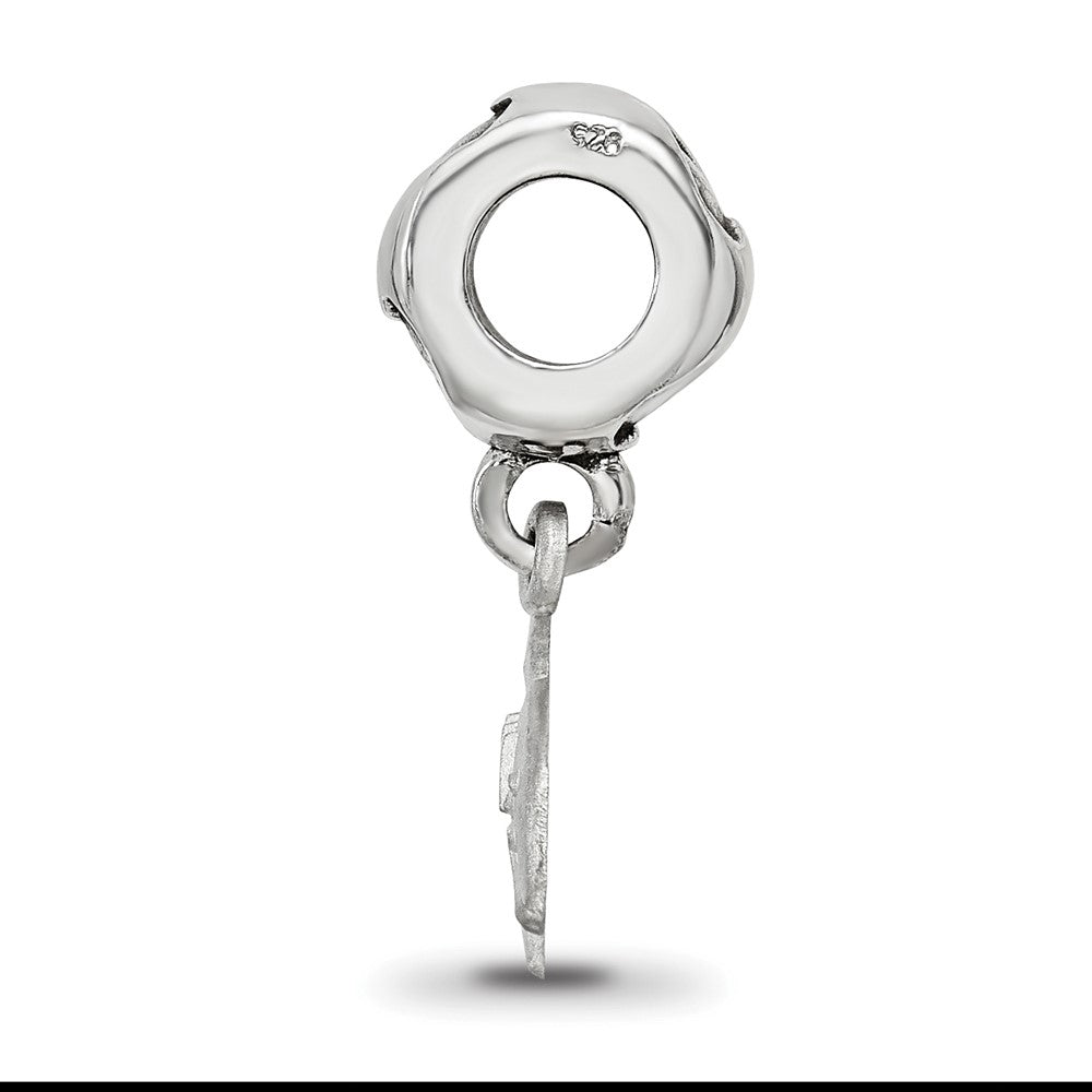 LogoArt 925 Sterling Silver Rhodium Plated Delta Delta Delta Dolphin On Heart Bead
