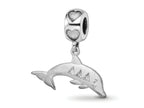 LogoArt 925 Sterling Silver Rhodium Plated Delta Delta Delta Dolphin On Heart Bead
