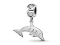 LogoArt 925 Sterling Silver Rhodium Plated Delta Delta Delta Dolphin On Heart Bead