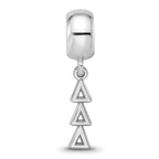 LogoArt 925 Sterling Silver Rhodium Plated Delta Delta Delta Vertical Letters on Bea