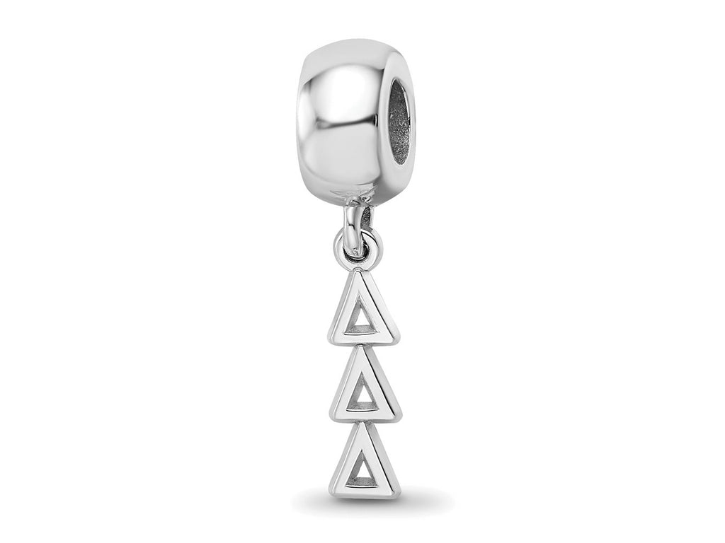 LogoArt 925 Sterling Silver Rhodium Plated Delta Delta Delta Vertical Letters on Bea