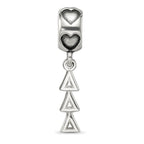 LogoArt 925 Sterling Silver Rhodium Plated  Delta Delta Delta Vertical Letters Heart Bead