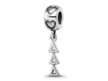 LogoArt 925 Sterling Silver Rhodium Plated  Delta Delta Delta Vertical Letters Heart Bead