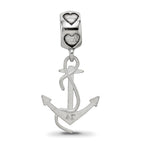 LogoArt 925 Sterling Silver Rhodium Plated Delta Gamma Anchor on Heart Bead