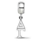 LogoArt 925 Sterling Silver Rhodium Plated Delta Gamma Vertical Letters on Bead