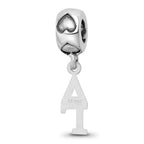 LogoArt 925 Sterling Silver Rhodium Plated Delta Gamma Vertical Letter on Heart