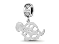 LogoArt 925 Sterling Silver Rhodium Plated Delta Zeta Turtle on Heart Bead