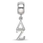 LogoArt 925 Sterling Silver Rhodium Plated Delta Zeta Vertical Letters Bead