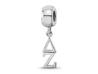 LogoArt 925 Sterling Silver Rhodium Plated Delta Zeta Vertical Letters Bead