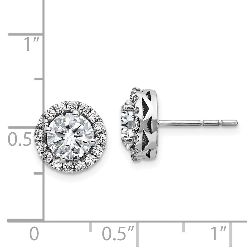 FJC Finejewelers 14 kt White Gold Round Halo G H I True Light Moissanite Earrings 10 x 10 mm