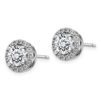 FJC Finejewelers 14 kt White Gold Round Halo G H I True Light Moissanite Earrings 10 x 10 mm