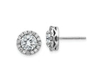 FJC Finejewelers 14 kt White Gold Round Halo G H I True Light Moissanite Earrings 10 x 10 mm