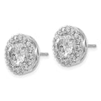 FJC Finejewelers 14 kt White Gold Button Round Halo G H I True Light Moissanite Earrings 13 x 13 mm
