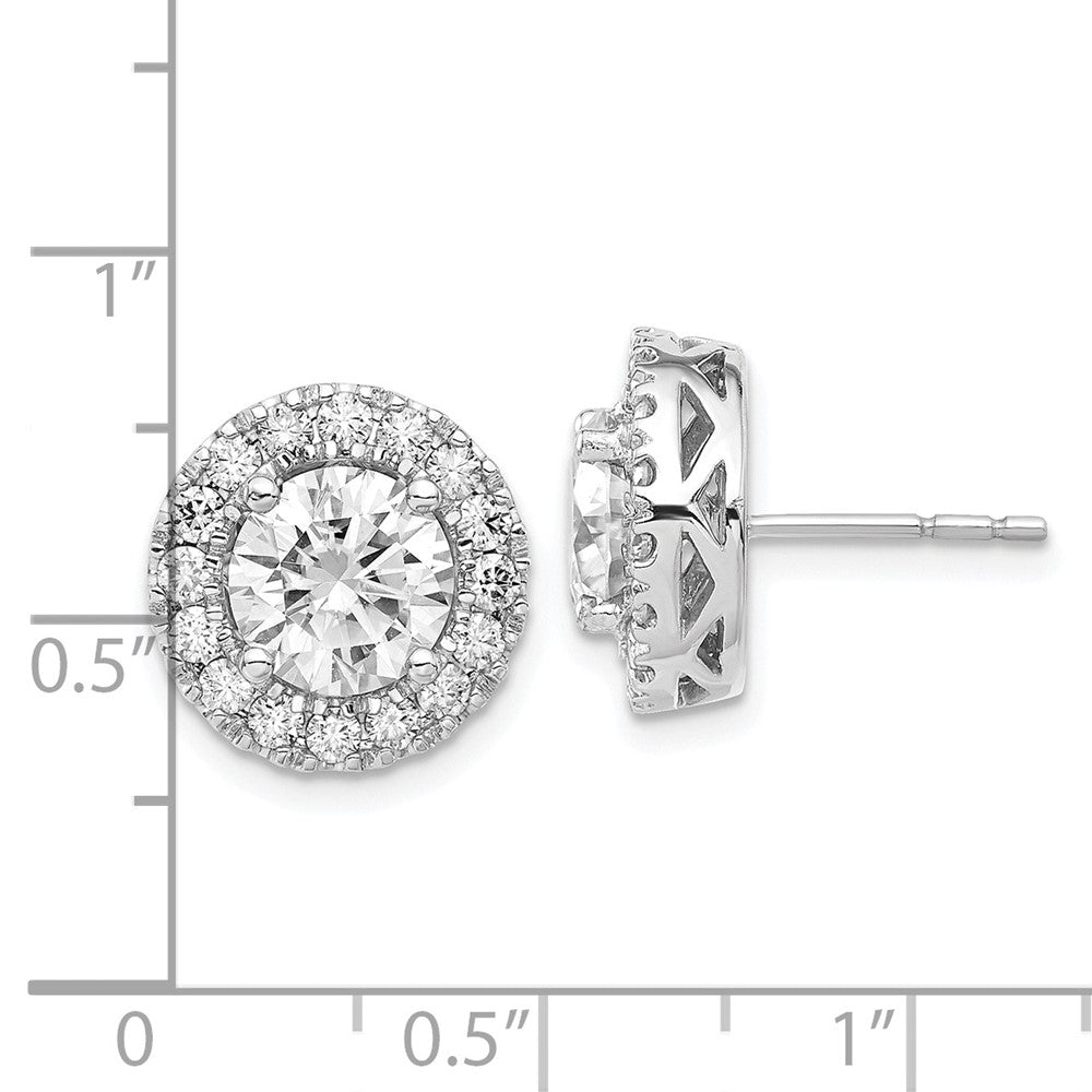 FJC Finejewelers 14 kt White Gold Button Round Halo G H I True Light Moissanite Earrings 13 x 13 mm