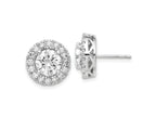 FJC Finejewelers 14 kt White Gold Button Round Halo G H I True Light Moissanite Earrings 13 x 13 mm