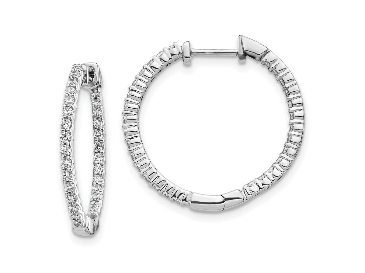 FJC Finejewelers 14 kt White Gold Lab Grown Diamond In and Out Hinged Hoop Earrings