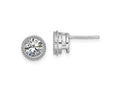 FJC Finejewelers 14 kt White Gold Stud Round Beaded Bezel G H I True Light Moissanite Earrings 7 x 7 mm
