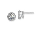 FJC Finejewelers 14 kt White Gold Stud Round Beaded Bezel G H I True Light Moissanite Earrings 7 x 7 mm