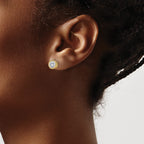 FJC Finejewelers 14 kt Yellow Gold Stud Round Beaded Bezel G H I True Light Moissanite Earrings 7 x 7 mm
