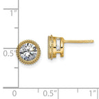 FJC Finejewelers 14 kt Yellow Gold Stud Round Beaded Bezel G H I True Light Moissanite Earrings 7 x 7 mm