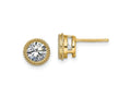 FJC Finejewelers 14 kt Yellow Gold Stud Round Beaded Bezel G H I True Light Moissanite Earrings 7 x 7 mm