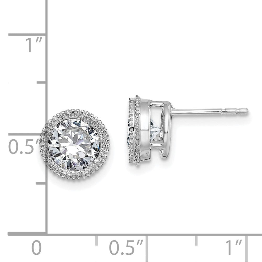 FJC Finejewelers 14 kt White Gold Stud Round Beaded Bezel G H I True Light Moissanite Earrings 8 x 8 mm