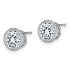 FJC Finejewelers 14 kt White Gold Stud Round Beaded Bezel G H I True Light Moissanite Earrings 8 x 8 mm