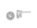 FJC Finejewelers 14 kt White Gold Stud Round Beaded Bezel G H I True Light Moissanite Earrings 8 x 8 mm